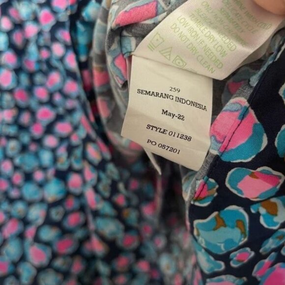 Cotton navy Lilly Pulitzer Beyond Beyonca Long Sleeve Smocked Babydoll Dress  XL - Picture 16 of 16